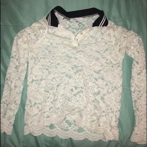 White lace see through fitting long sleeve